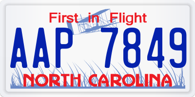 NC license plate AAP7849