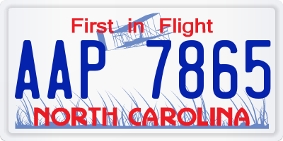 NC license plate AAP7865