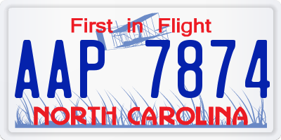 NC license plate AAP7874