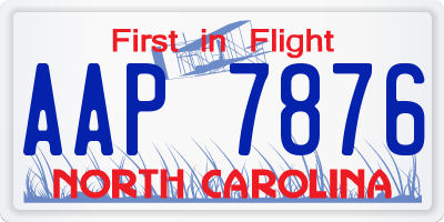 NC license plate AAP7876