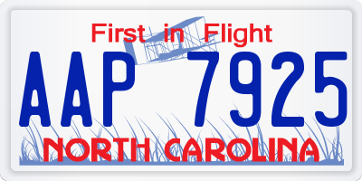 NC license plate AAP7925