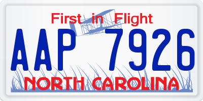 NC license plate AAP7926