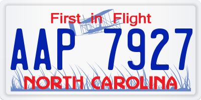 NC license plate AAP7927