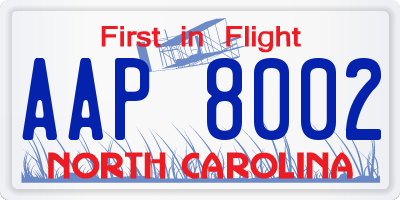NC license plate AAP8002