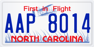 NC license plate AAP8014