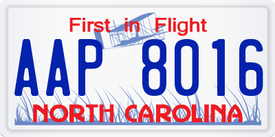 NC license plate AAP8016