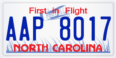 NC license plate AAP8017