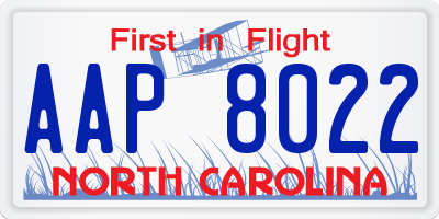 NC license plate AAP8022