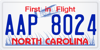 NC license plate AAP8024