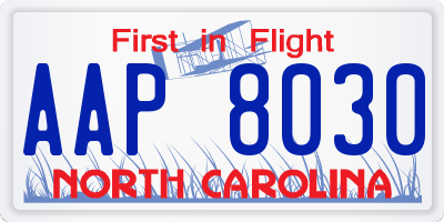 NC license plate AAP8030