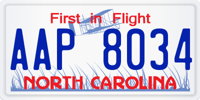 NC license plate AAP8034