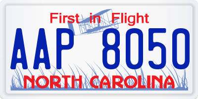 NC license plate AAP8050