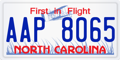 NC license plate AAP8065