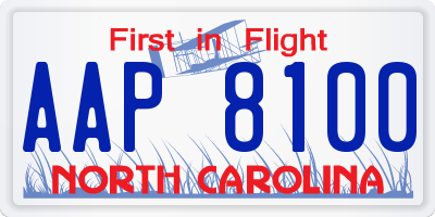 NC license plate AAP8100