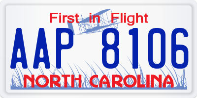 NC license plate AAP8106