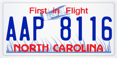 NC license plate AAP8116