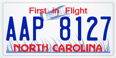 NC license plate AAP8127