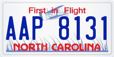NC license plate AAP8131