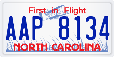 NC license plate AAP8134