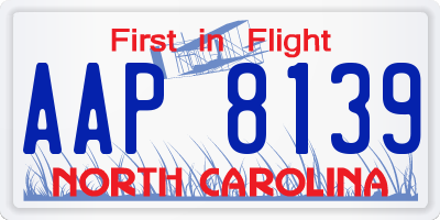 NC license plate AAP8139
