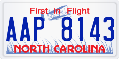 NC license plate AAP8143