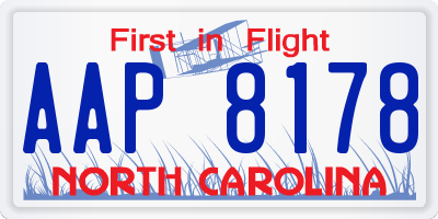 NC license plate AAP8178