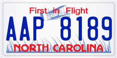 NC license plate AAP8189