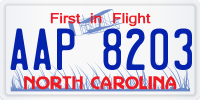 NC license plate AAP8203