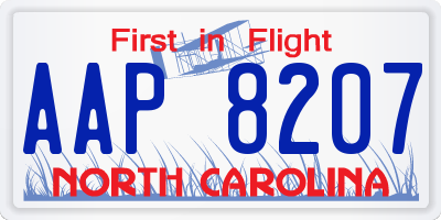 NC license plate AAP8207
