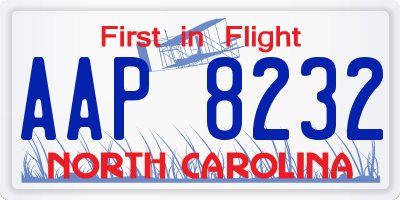 NC license plate AAP8232