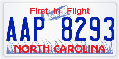 NC license plate AAP8293
