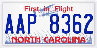 NC license plate AAP8362