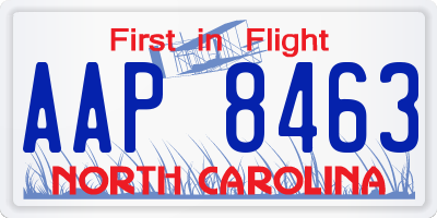 NC license plate AAP8463