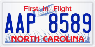 NC license plate AAP8589