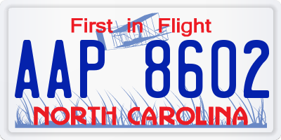 NC license plate AAP8602
