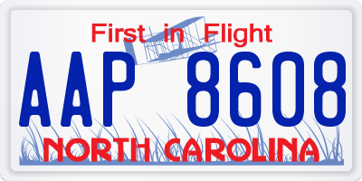 NC license plate AAP8608