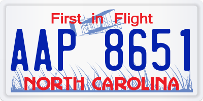 NC license plate AAP8651