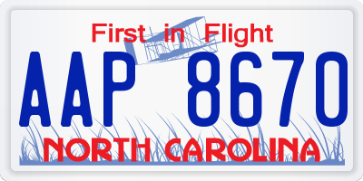 NC license plate AAP8670