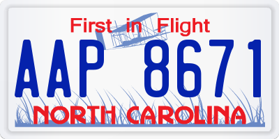 NC license plate AAP8671