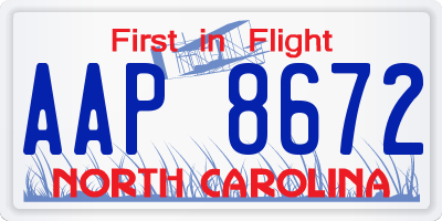 NC license plate AAP8672