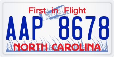 NC license plate AAP8678