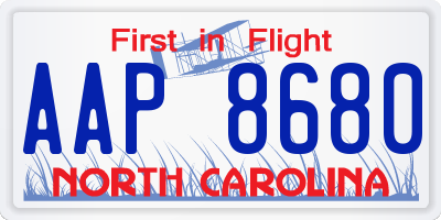 NC license plate AAP8680