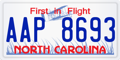 NC license plate AAP8693