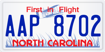 NC license plate AAP8702