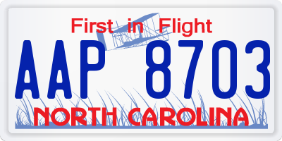 NC license plate AAP8703