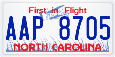 NC license plate AAP8705