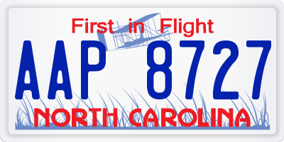 NC license plate AAP8727