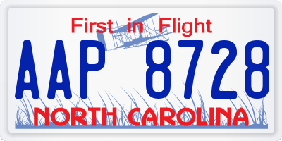 NC license plate AAP8728
