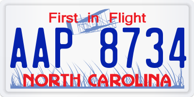NC license plate AAP8734