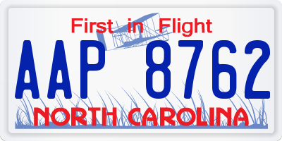 NC license plate AAP8762